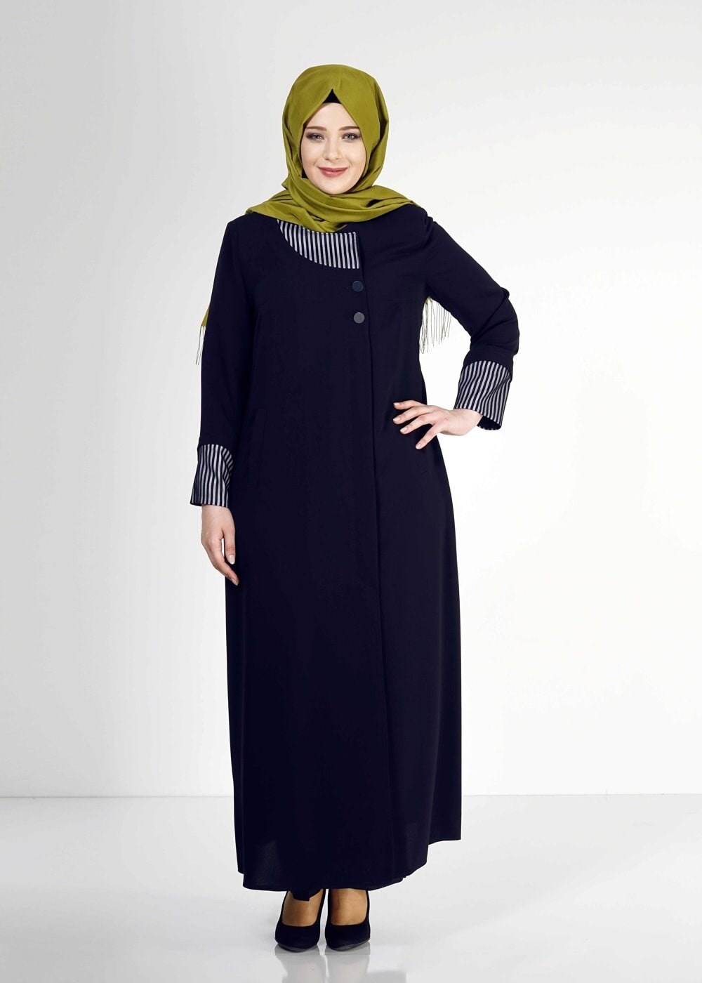 Tesettür giyim LACİVERT 1588 Farah Tesettür Pardesü