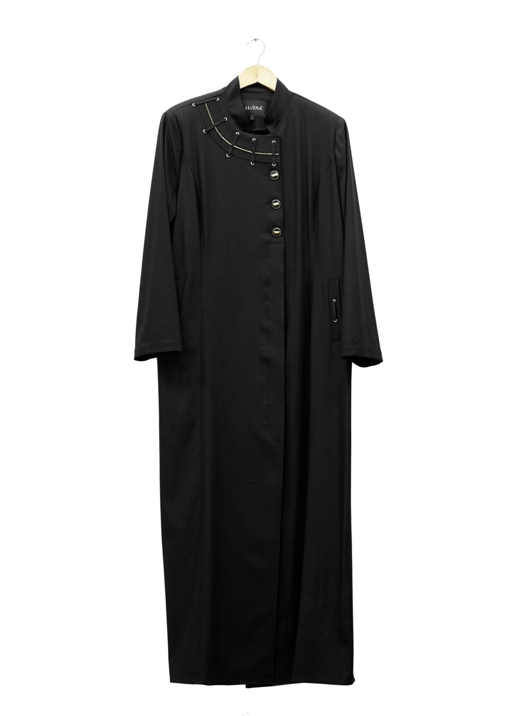 Tesettür giyim SİYAH 1514-1 Ekose Tesettür Pardesü