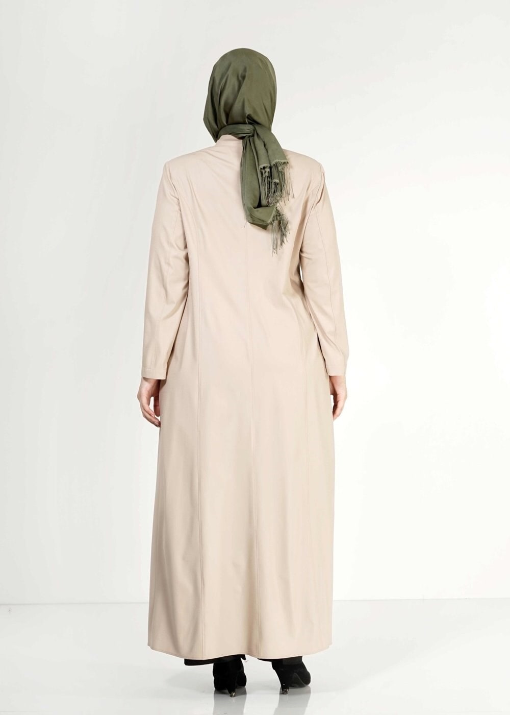 Tesettür giyim BEJ 1514-1 Ekose Tesettür Pardesü