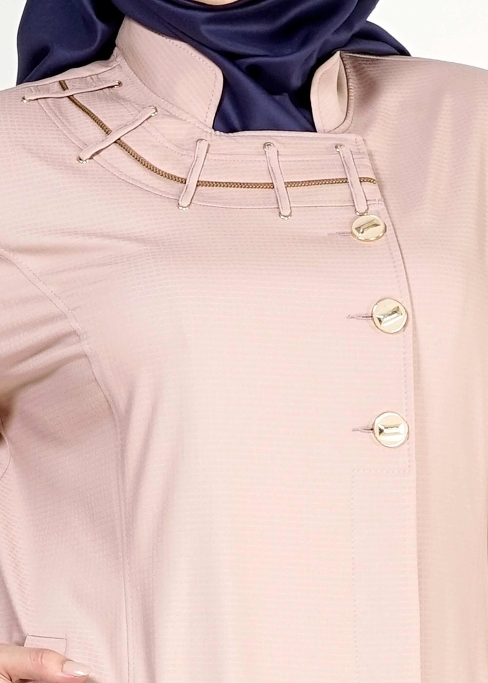 Tesettür giyim PUDRA 1514-1 Ekose Tesettür Pardesü