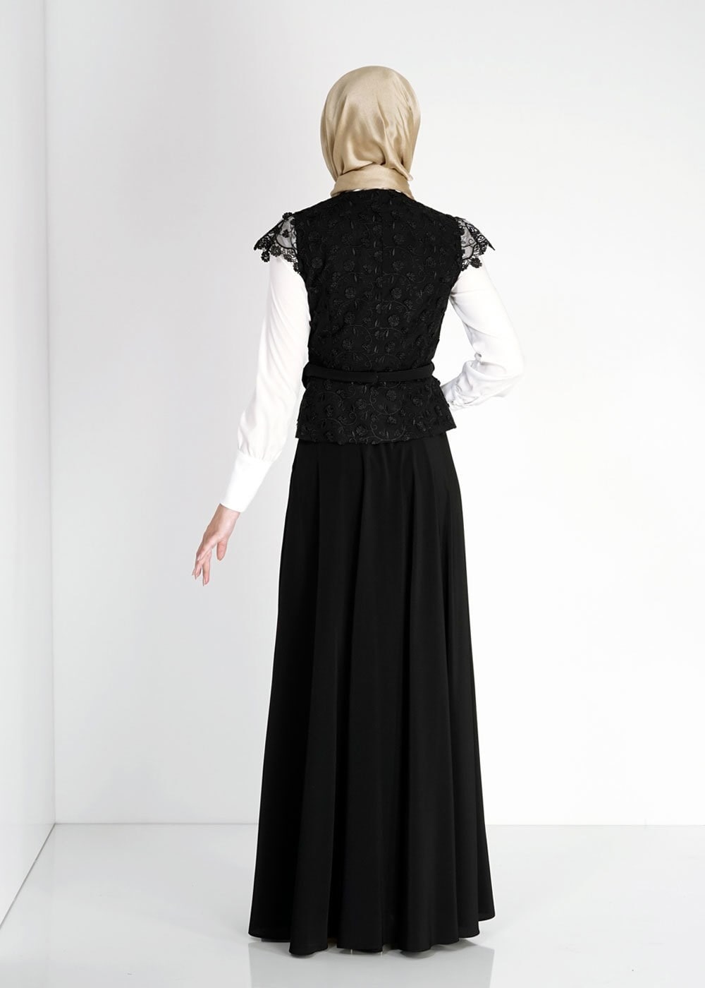 Tesettür giyim SİYAH 3083E Mini Burble 3Lü Etk.Tkm