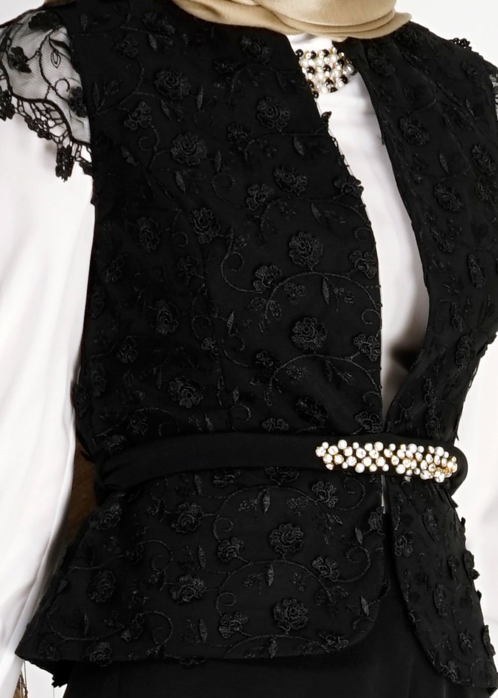 Tesettür giyim SİYAH 3083E Mini Burble 3Lü Etk.Tkm