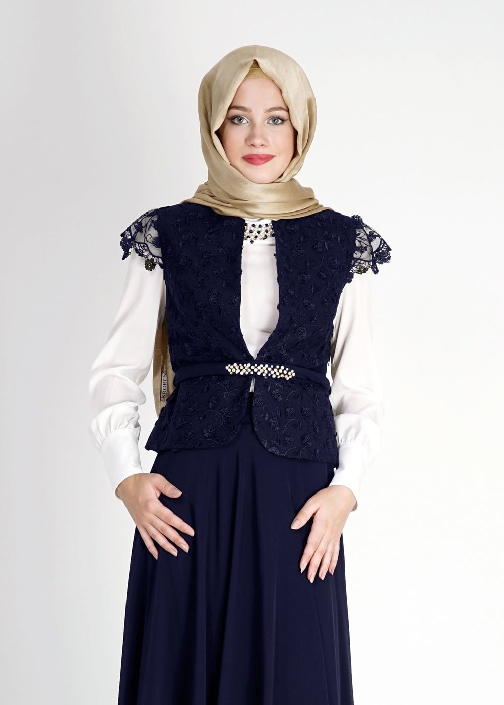 Tesettür giyim LACİVERT 3083E Mini Burble 3Lü Etk.Tkm