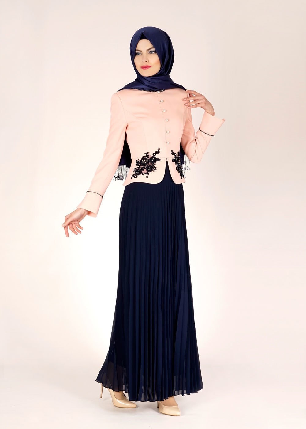 Tesettür giyim LACİVERT 3092E New Multi Şifon 2Li Etk.Tkm