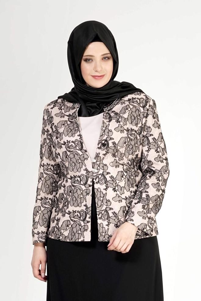 Hijab-Kleidung SCHWARZ 3099E Kordone 3lü Etk Tesettür Tkm - ALVİNA