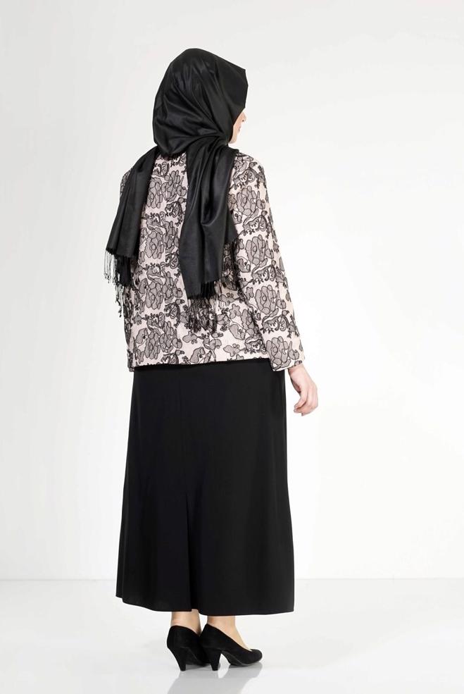 Hijab-Kleidung SCHWARZ 3099E Kordone 3lü Etk Tesettür Tkm - ALVİNA