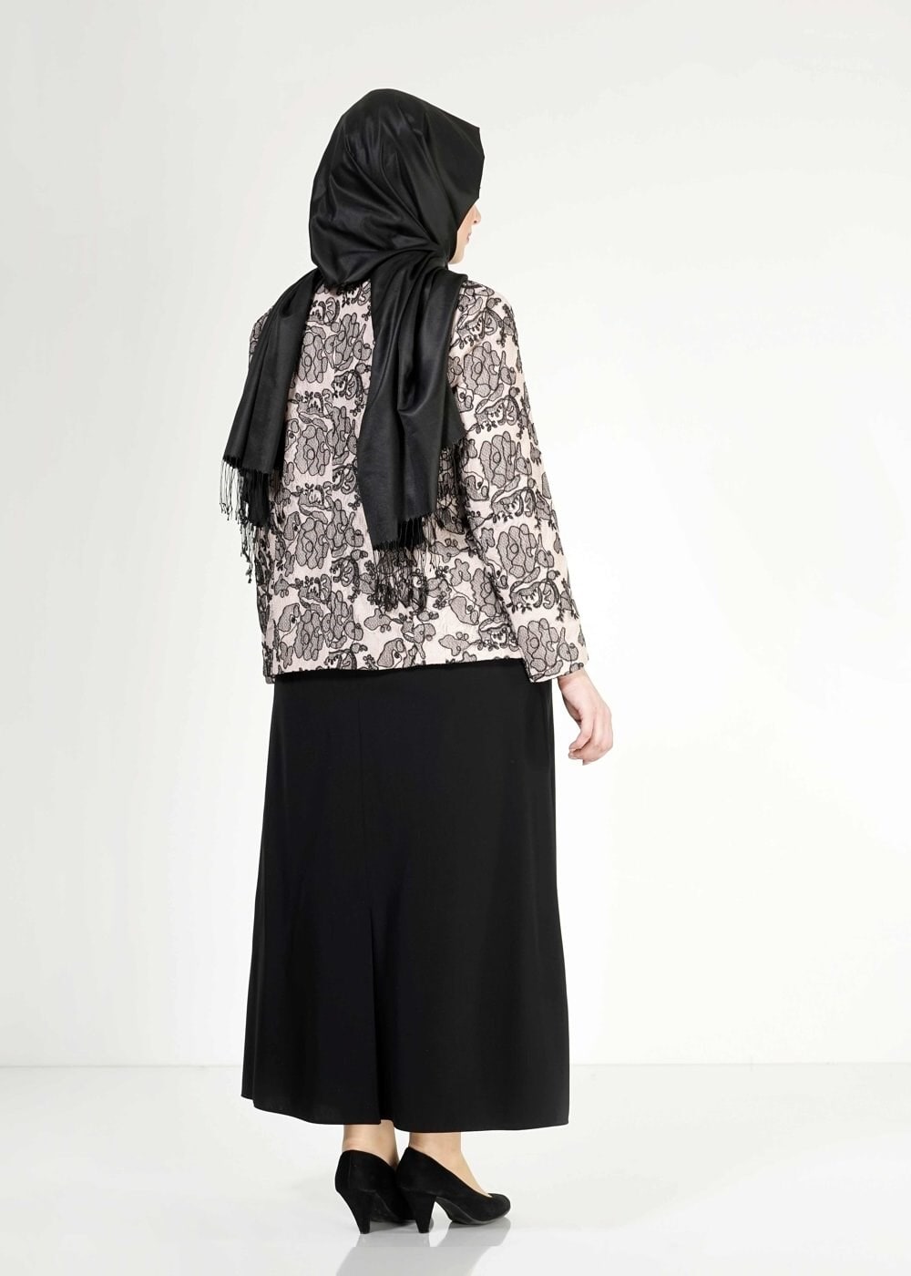 Tesettür giyim SİYAH 3099E Kordone 3lü Etk Tesettür Tkm