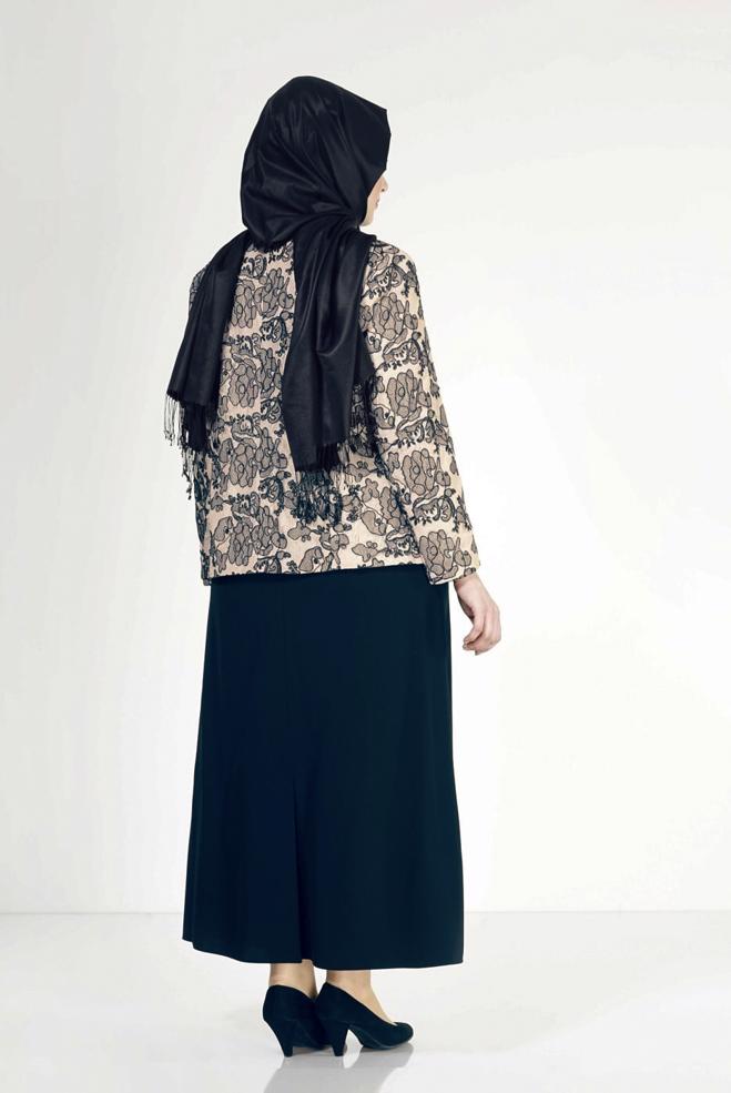 Hijab-Kleidung NAVY BLAU 3099E Kordone 3lü Etk Tesettür Tkm - ALVİNA