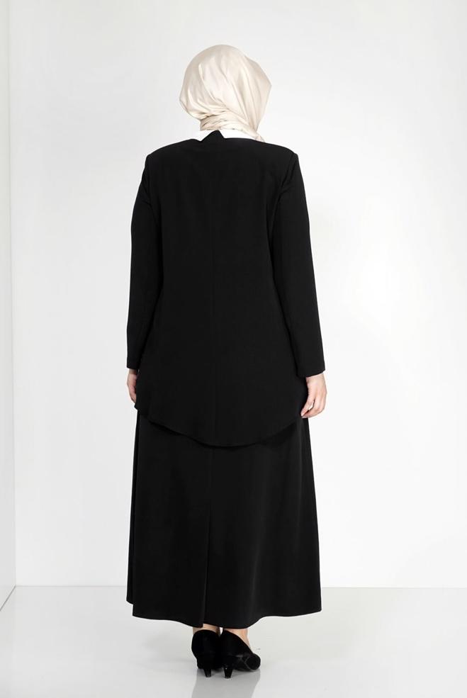 Hijab-Kleidung SCHWARZ 3101E Brode 3lü Etk. Tesettür Tkm - ALVİNA