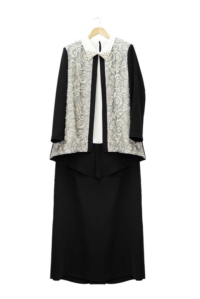 Hijab-Kleidung SCHWARZ 3101E Brode 3lü Etk. Tesettür Tkm - ALVİNA