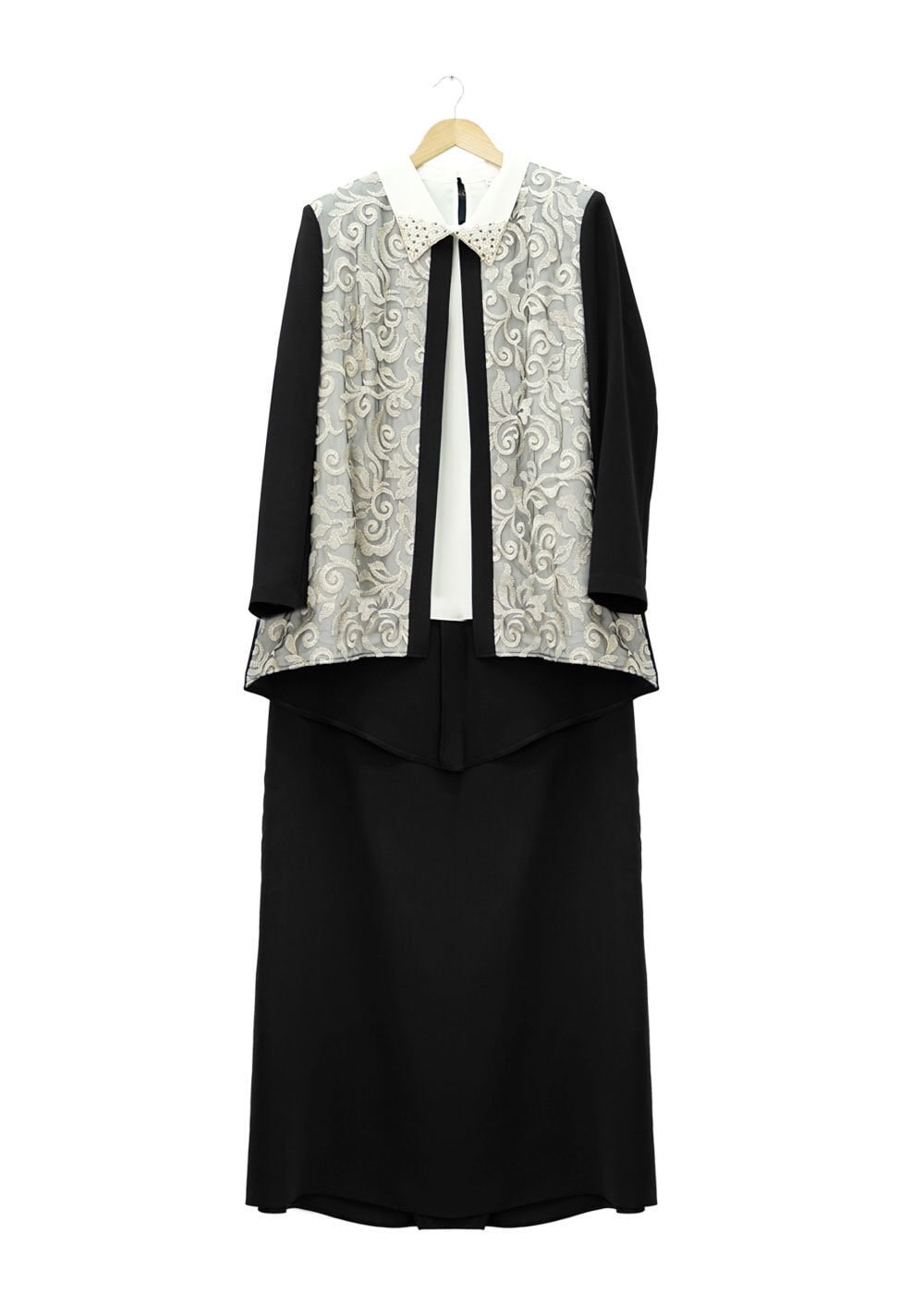 Hijab clothing BLACK 3101E Brode 3lü Etk. Tesettür Tkm