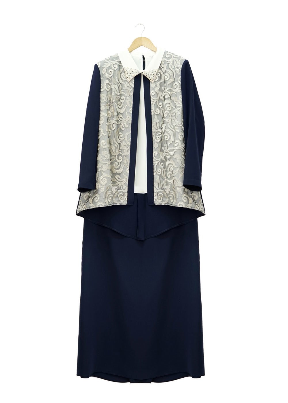 Tesettür giyim LACİVERT 3101E Brode 3lü Etk. Tesettür Tkm