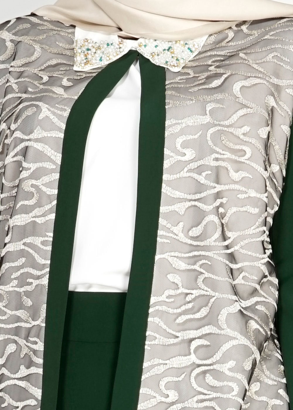 Tesettür giyim YEŞİL 3101E Brode 3lü Etk. Tesettür Tkm