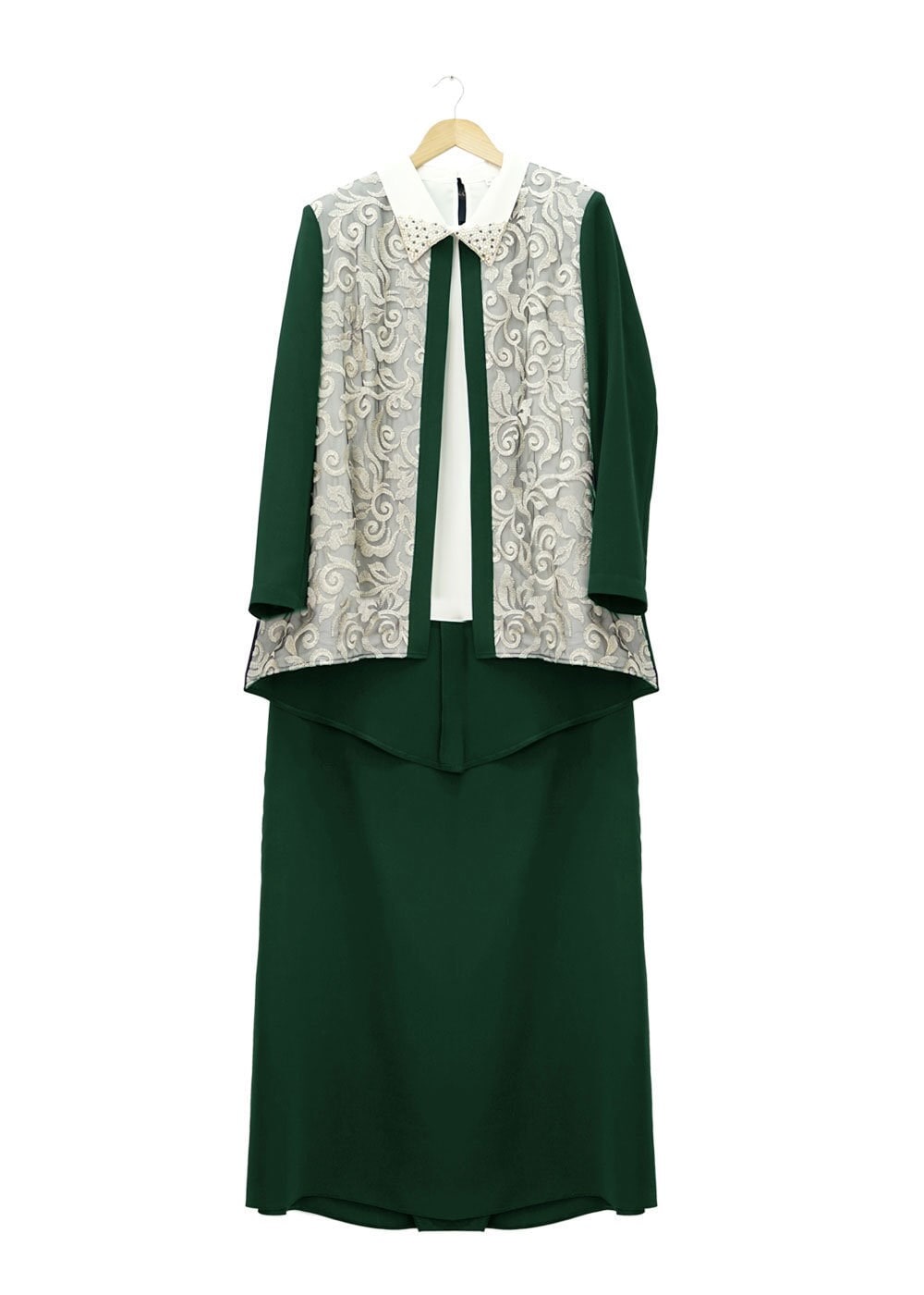 Tesettür giyim YEŞİL 3101E Brode 3lü Etk. Tesettür Tkm