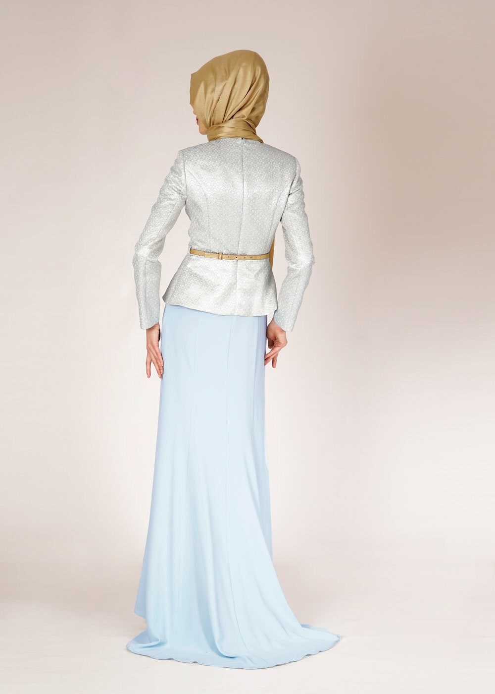 Tesettür giyim MAVİ 3106E JAKAR 7042 2Lİ ETK.TKM 38/44