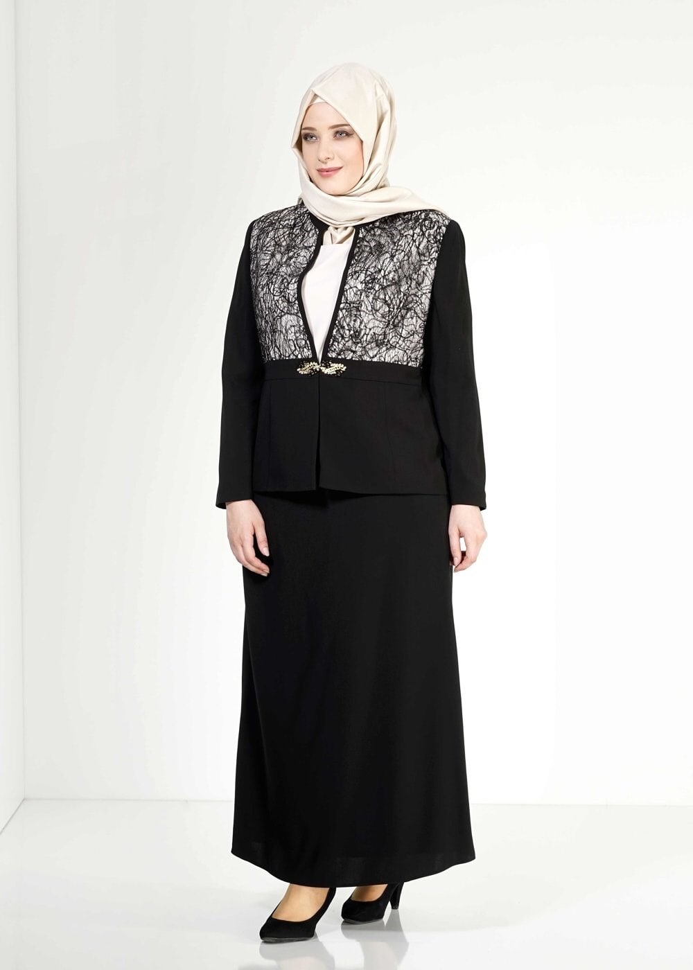 Tesettür giyim SİYAH 3110E Farah 3lü Etk Tesettür Tkm