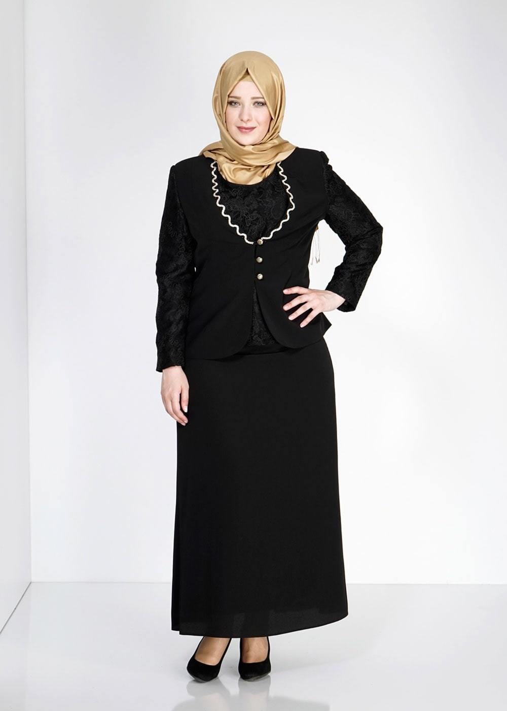 Vêtements hijab NOIR 3113E Criss 3LÜ Tesettür Etk.Tkm