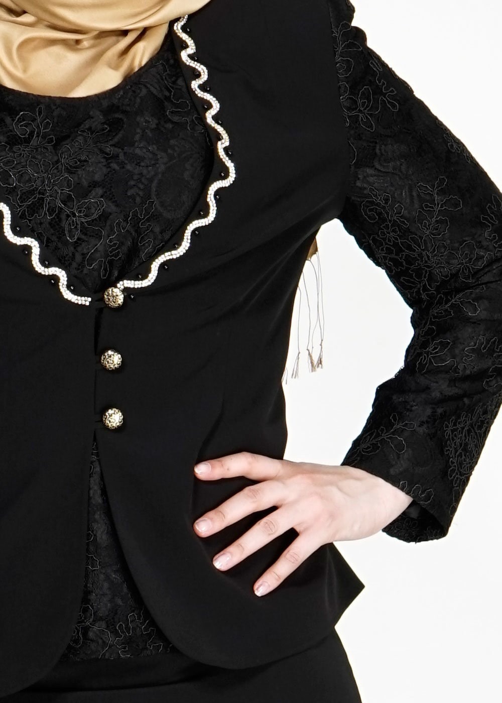 Vêtements hijab NOIR 3113E Criss 3LÜ Tesettür Etk.Tkm