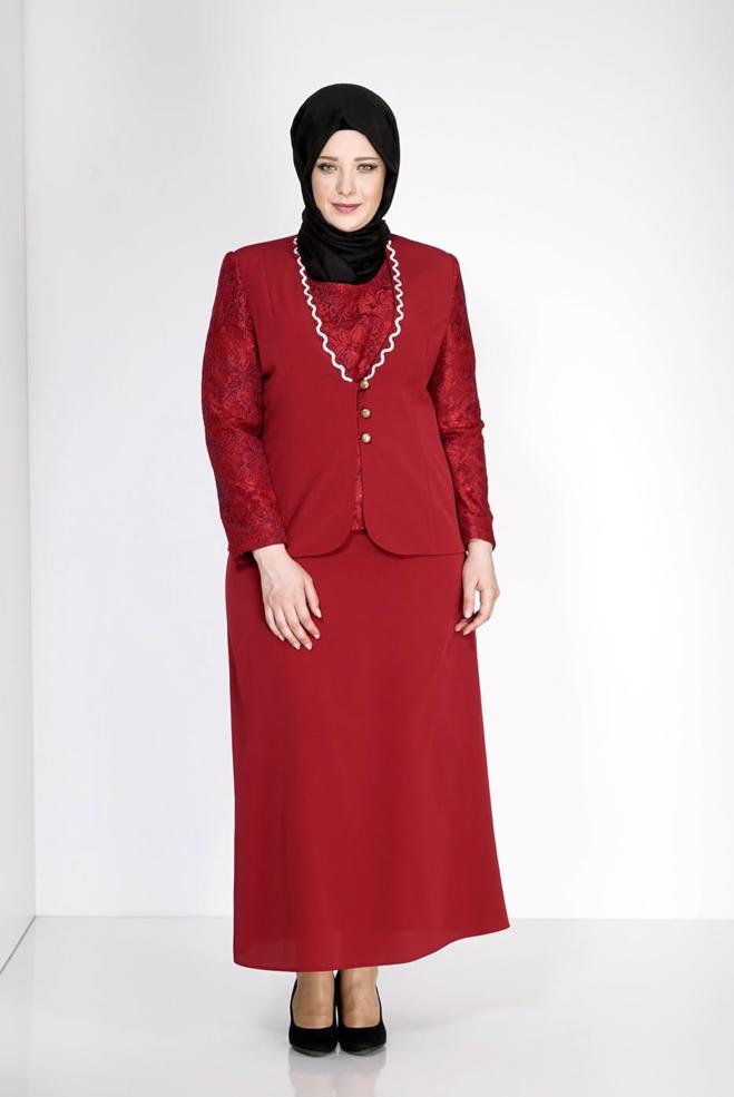 Vêtements hijab ROUGE BORDEAUX 3113E Criss 3LÜ Tesettür Etk.Tkm - ALVİNA