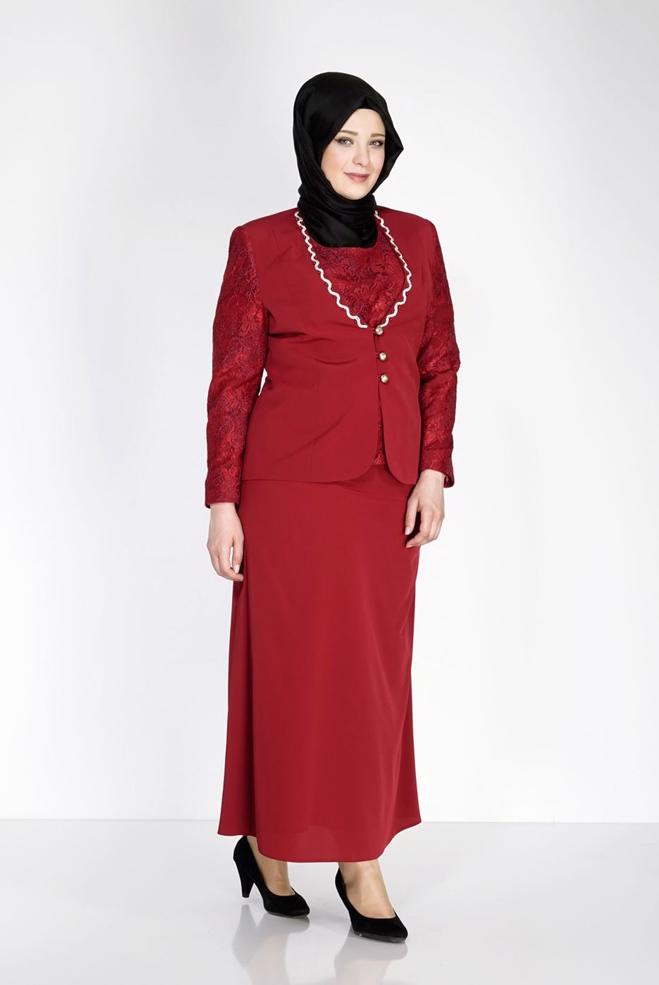 Vêtements hijab ROUGE BORDEAUX 3113E Criss 3LÜ Tesettür Etk.Tkm - ALVİNA