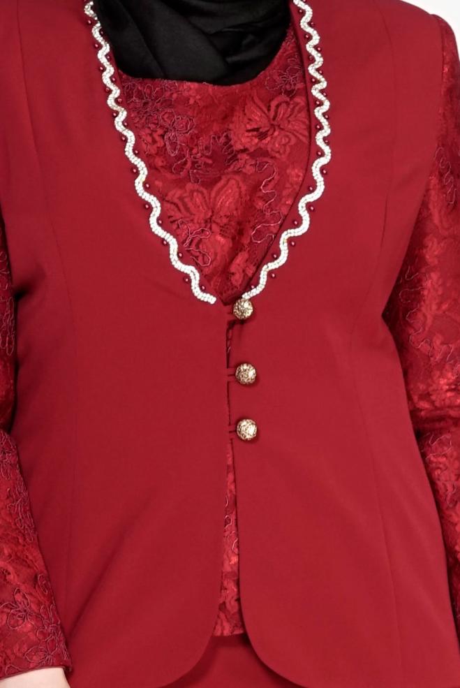 Vêtements hijab ROUGE BORDEAUX 3113E Criss 3LÜ Tesettür Etk.Tkm - ALVİNA