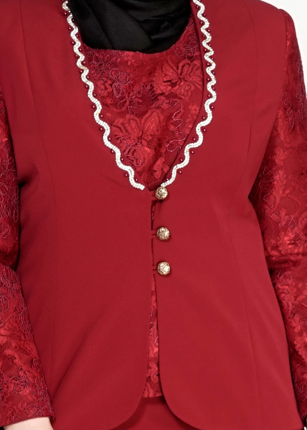 Tesettür giyim BORDO 3113E Criss 3LÜ Tesettür Etk.Tkm