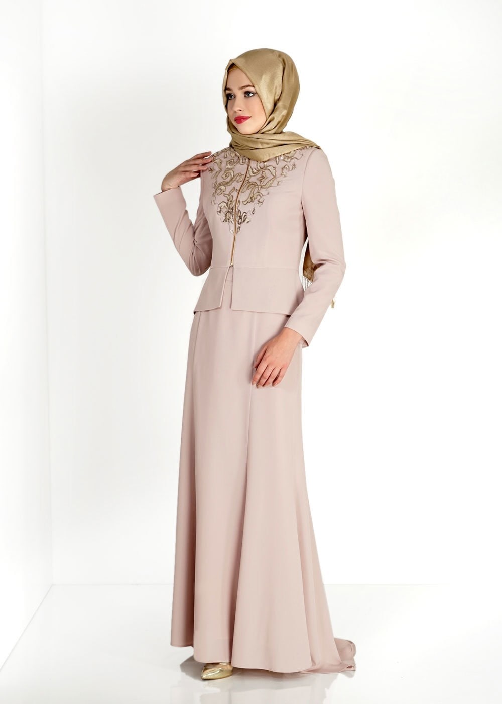 Tesettür giyim BEJ  Mini Burble Tesettür Etk.Tkm 3131E