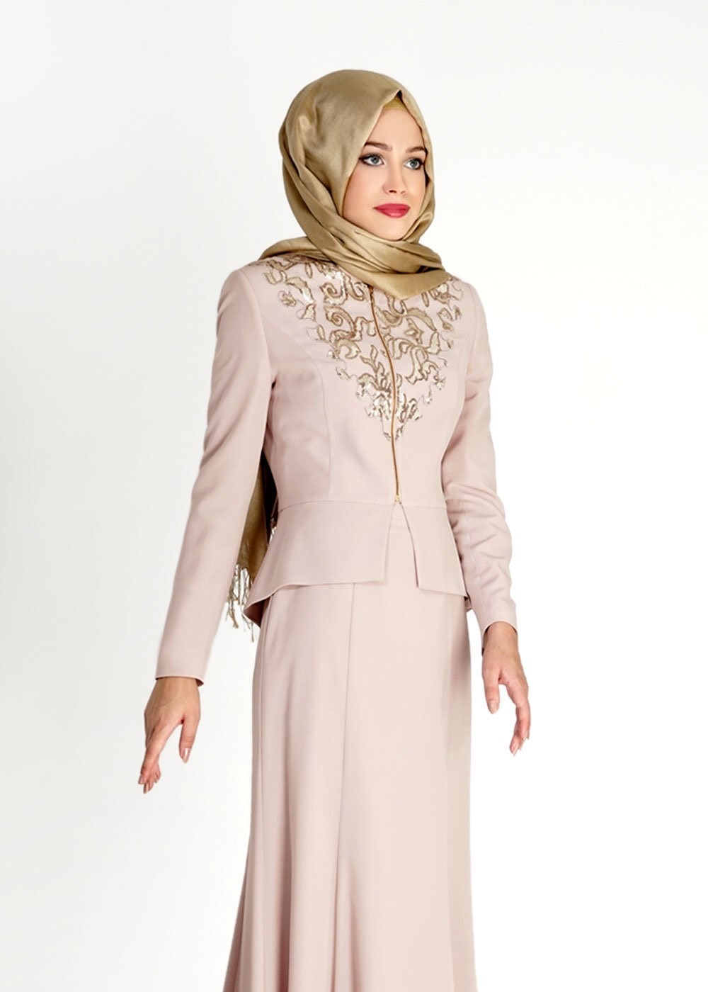 Tesettür giyim BEJ  Mini Burble Tesettür Etk.Tkm 3131E