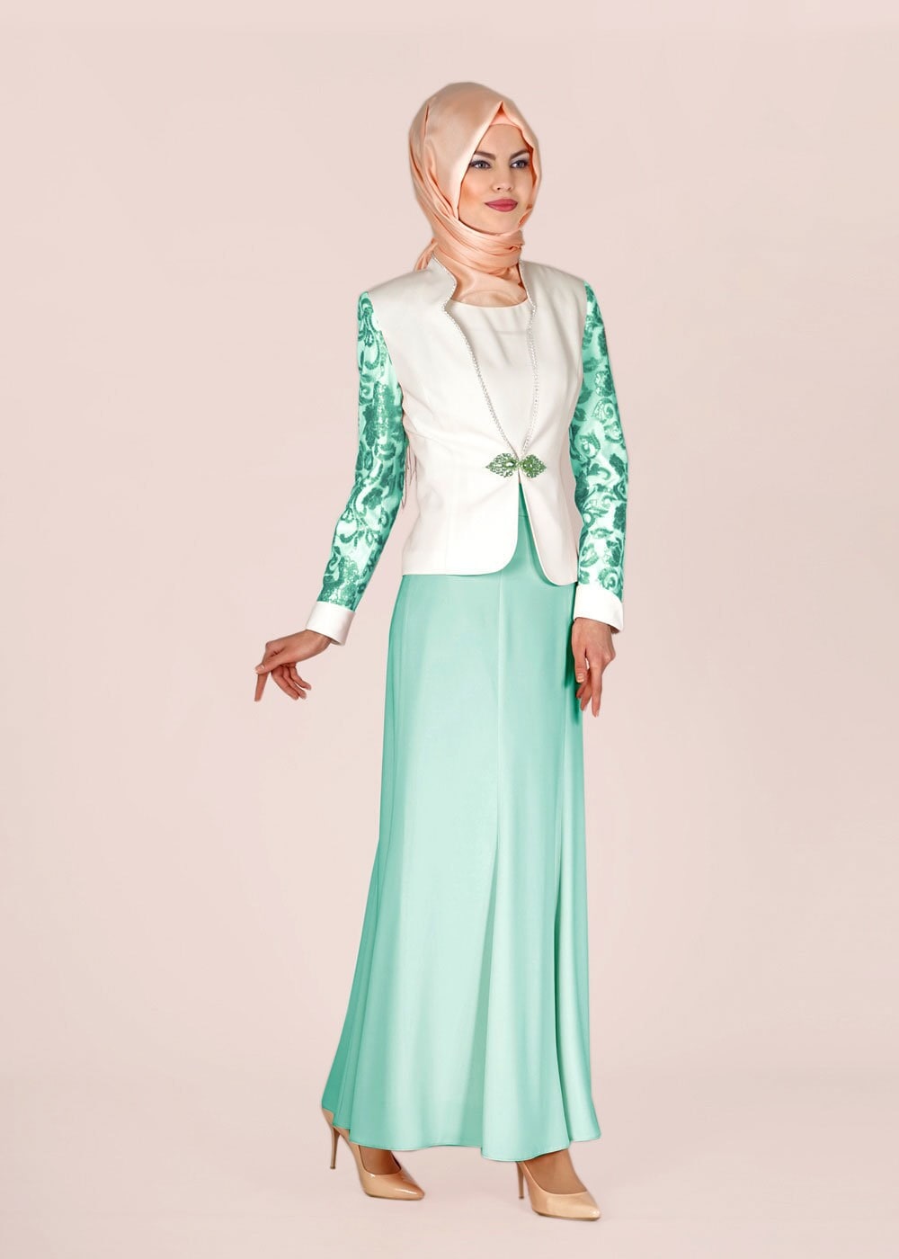 Tesettür giyim YEŞİL 3133E Farah Tesettür Etk Tkm