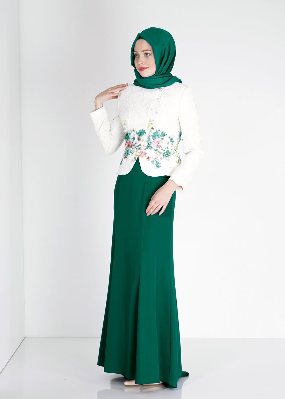 Tesettür giyim YEŞİL 3141E Elite Tesettür 2Lİ Etk.Tkm