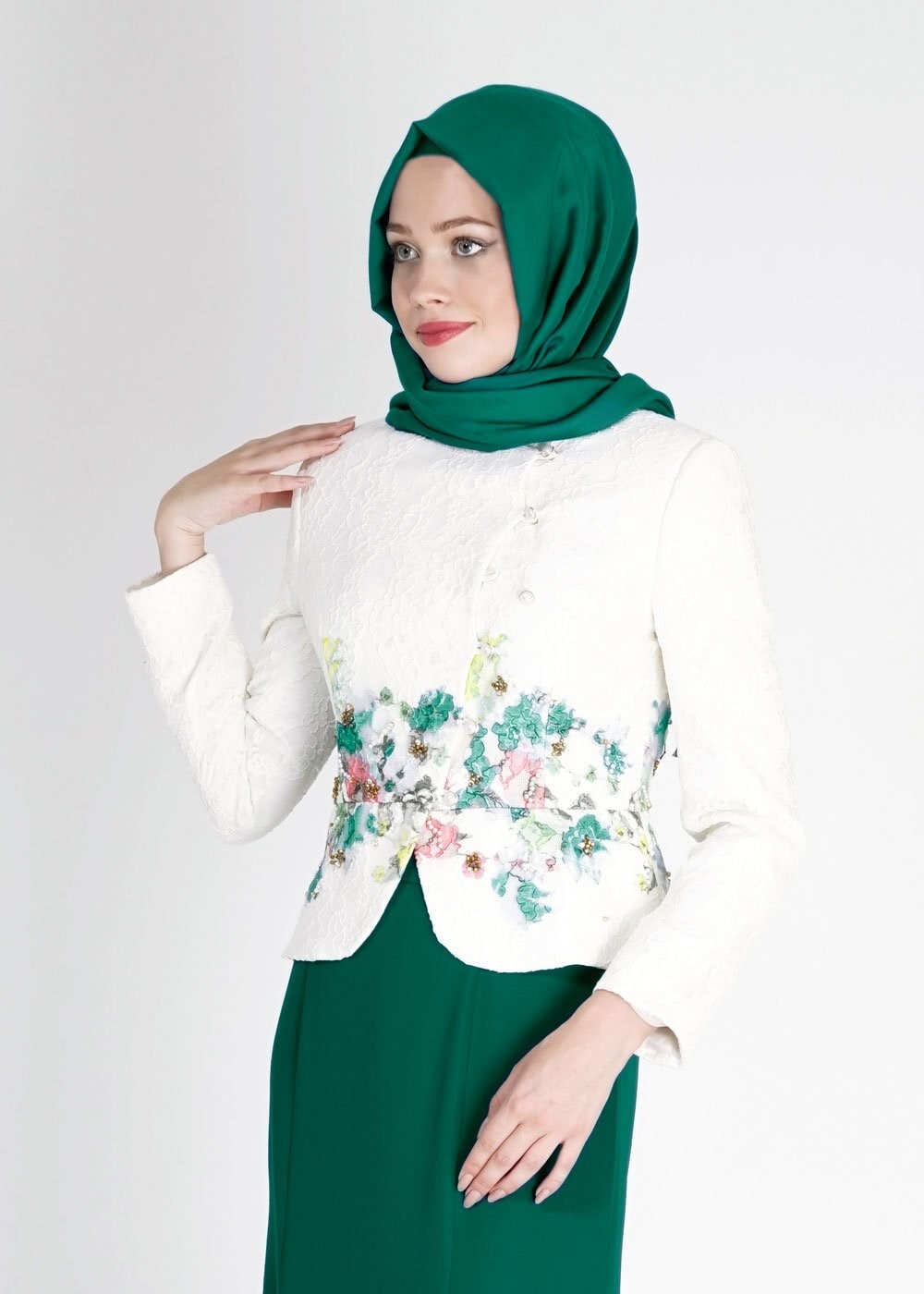 Tesettür giyim YEŞİL 3141E Elite Tesettür 2Lİ Etk.Tkm