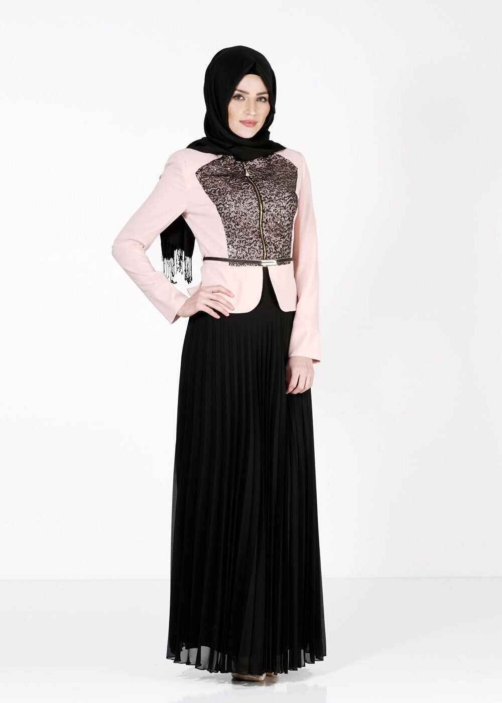 Tesettür giyim SİYAH 3152E New Multi Şifon 2Li Tesettür Etk.Tkm