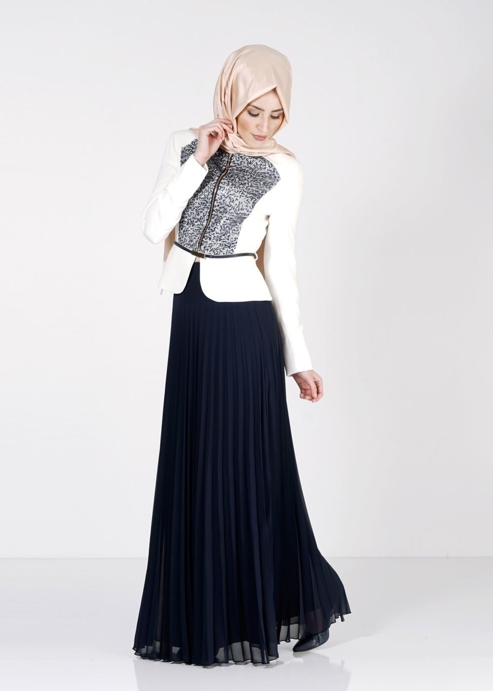 Tesettür giyim LACİVERT 3152E New Multi Şifon 2Li Tesettür Etk.Tkm