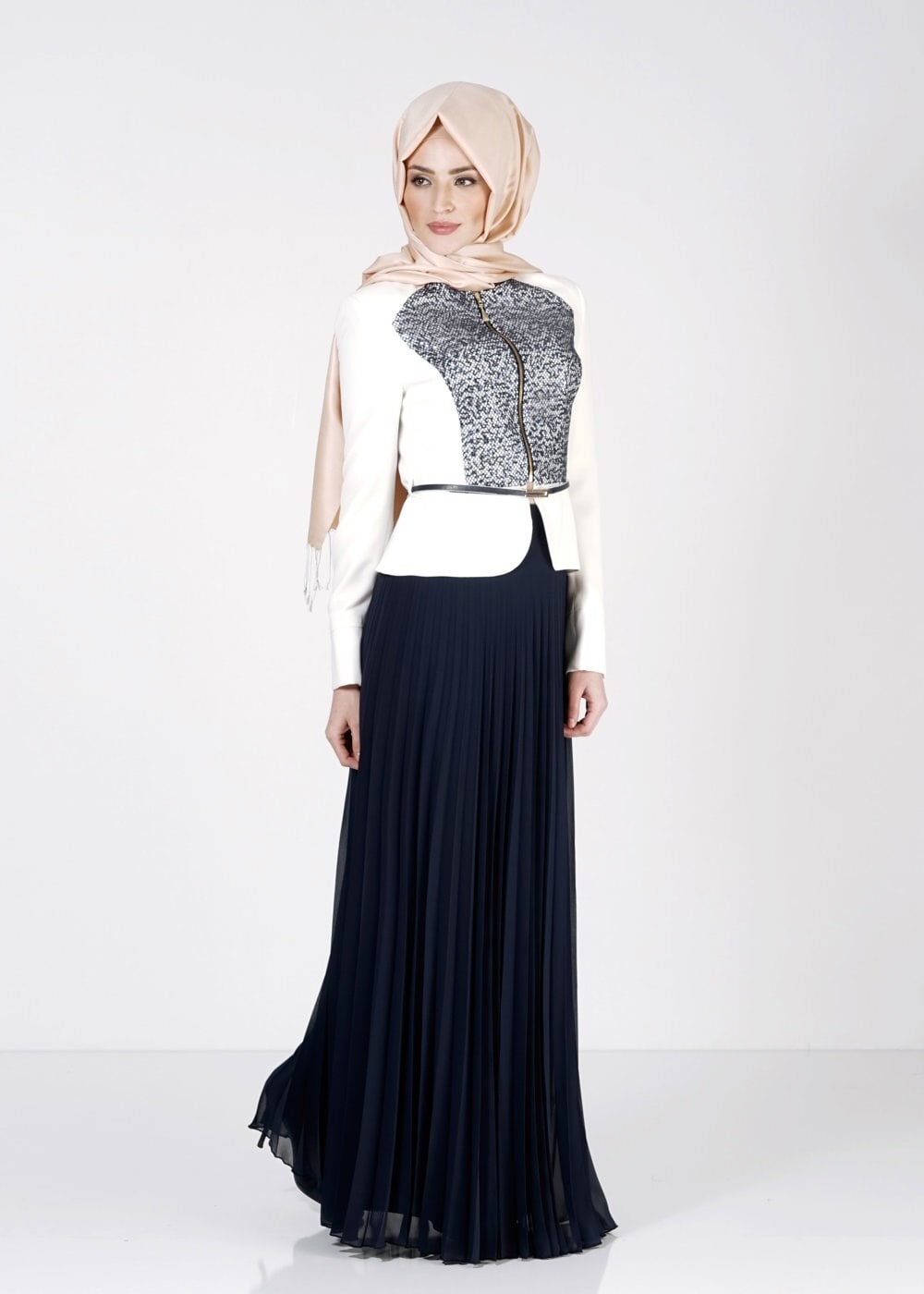 Tesettür giyim LACİVERT 3152E New Multi Şifon 2Li Tesettür Etk.Tkm