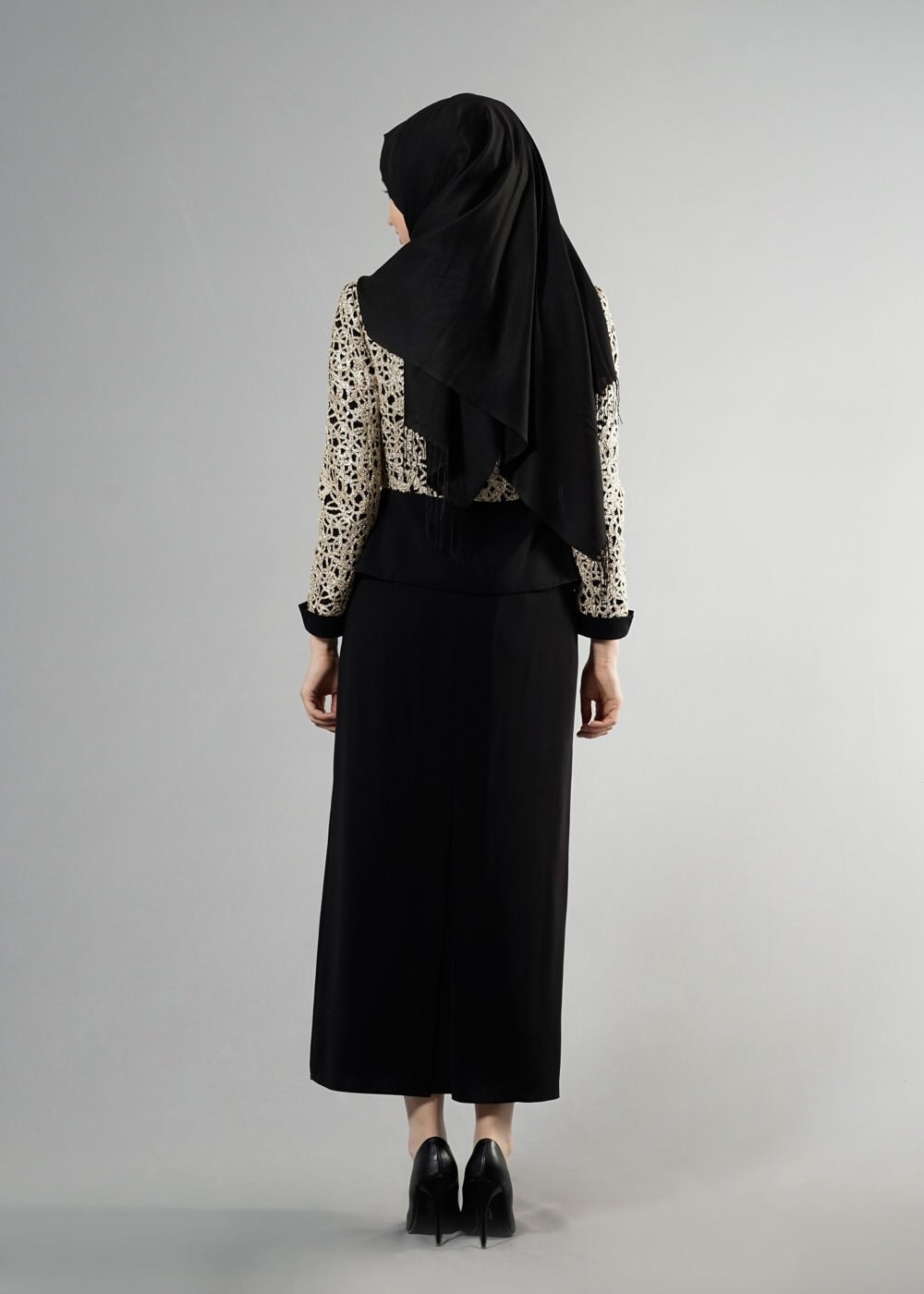 Tesettür giyim SİYAH 3155E Farah Tesettür 2Li Etk.Tkm