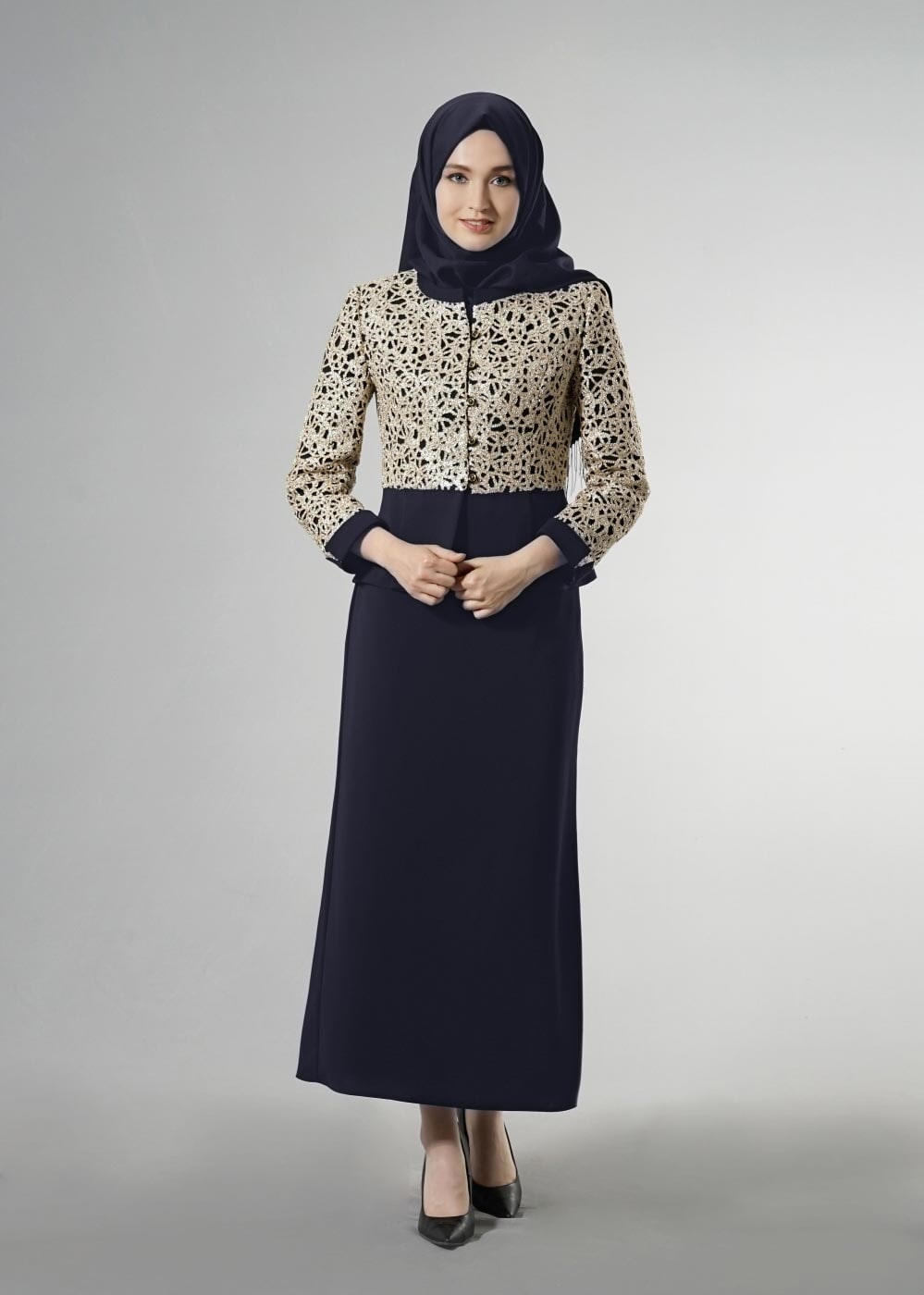 Tesettür giyim LACİVERT 3155E Farah Tesettür 2Li Etk.Tkm