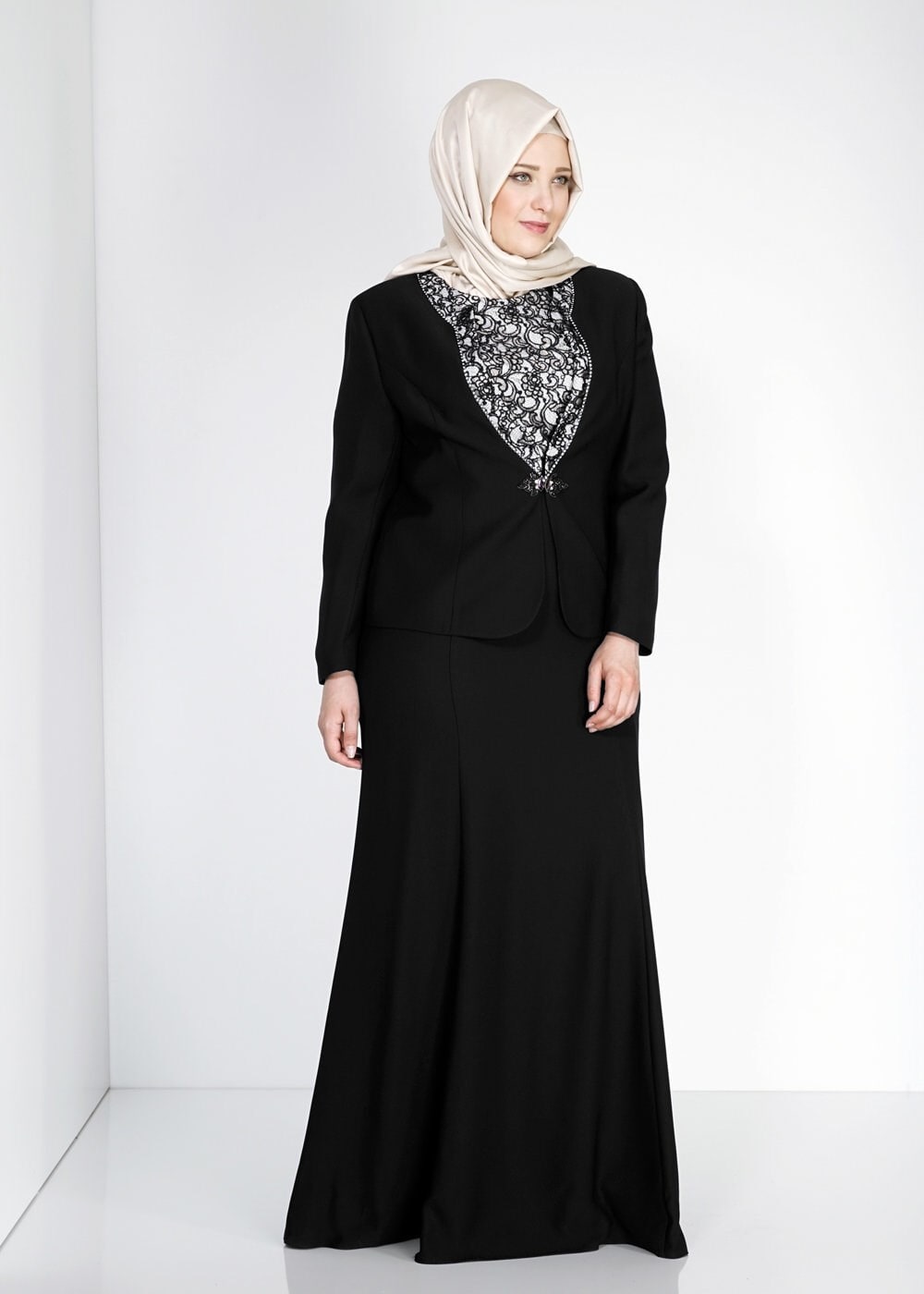 Tesettür giyim SİYAH 3114 Rüya 2Lİ Tesettür Elb.Tkm