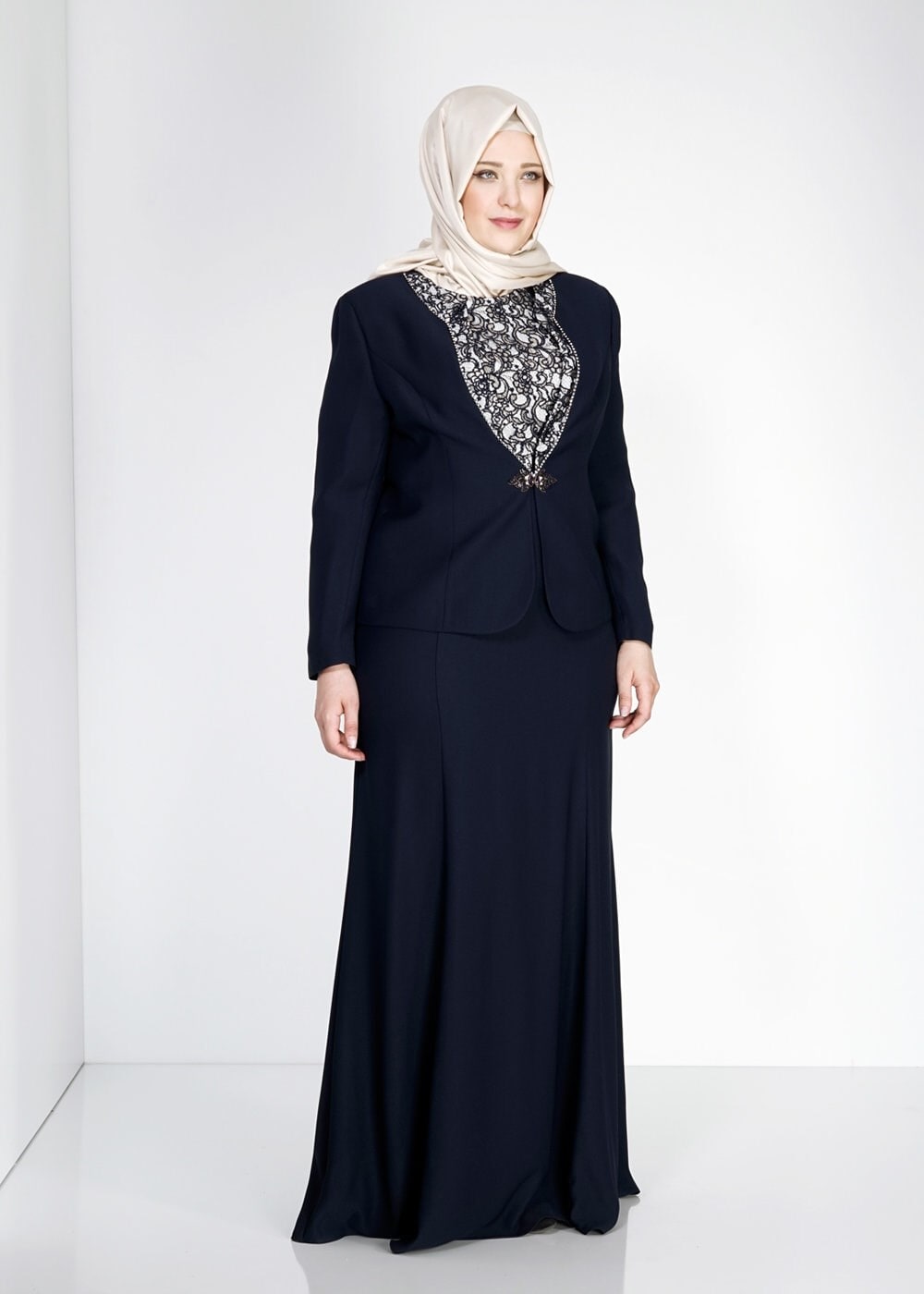 Hijab clothing NAVY BLUE 3114 Rüya 2Lİ Tesettür Elb.Tkm