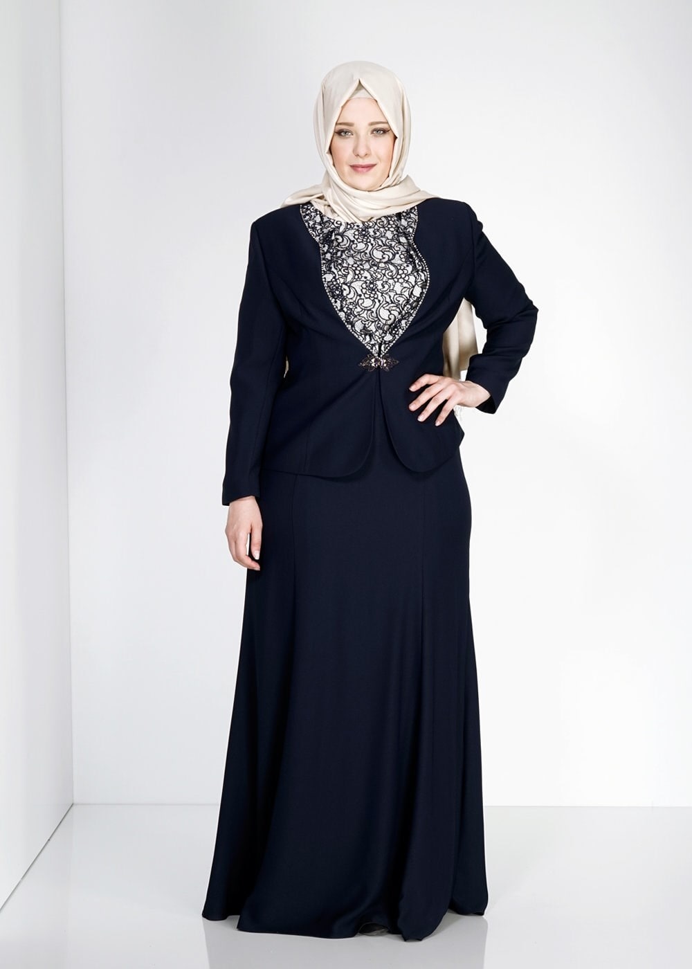 Hijab clothing NAVY BLUE 3114 Rüya 2Lİ Tesettür Elb.Tkm