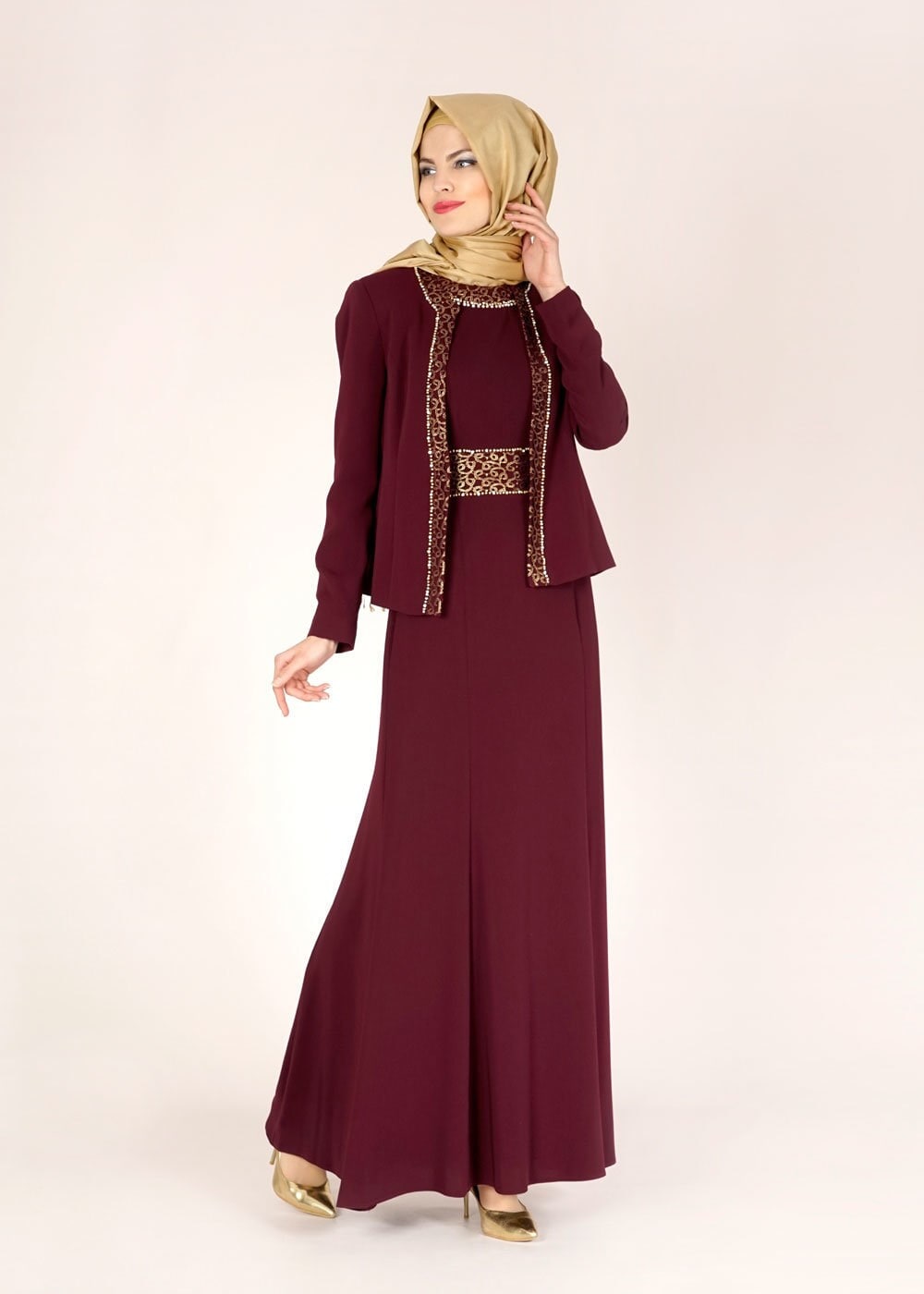 Tesettür giyim BORDO 3115 RADO 2Lİ ELB.TKM 40/48 TEK42