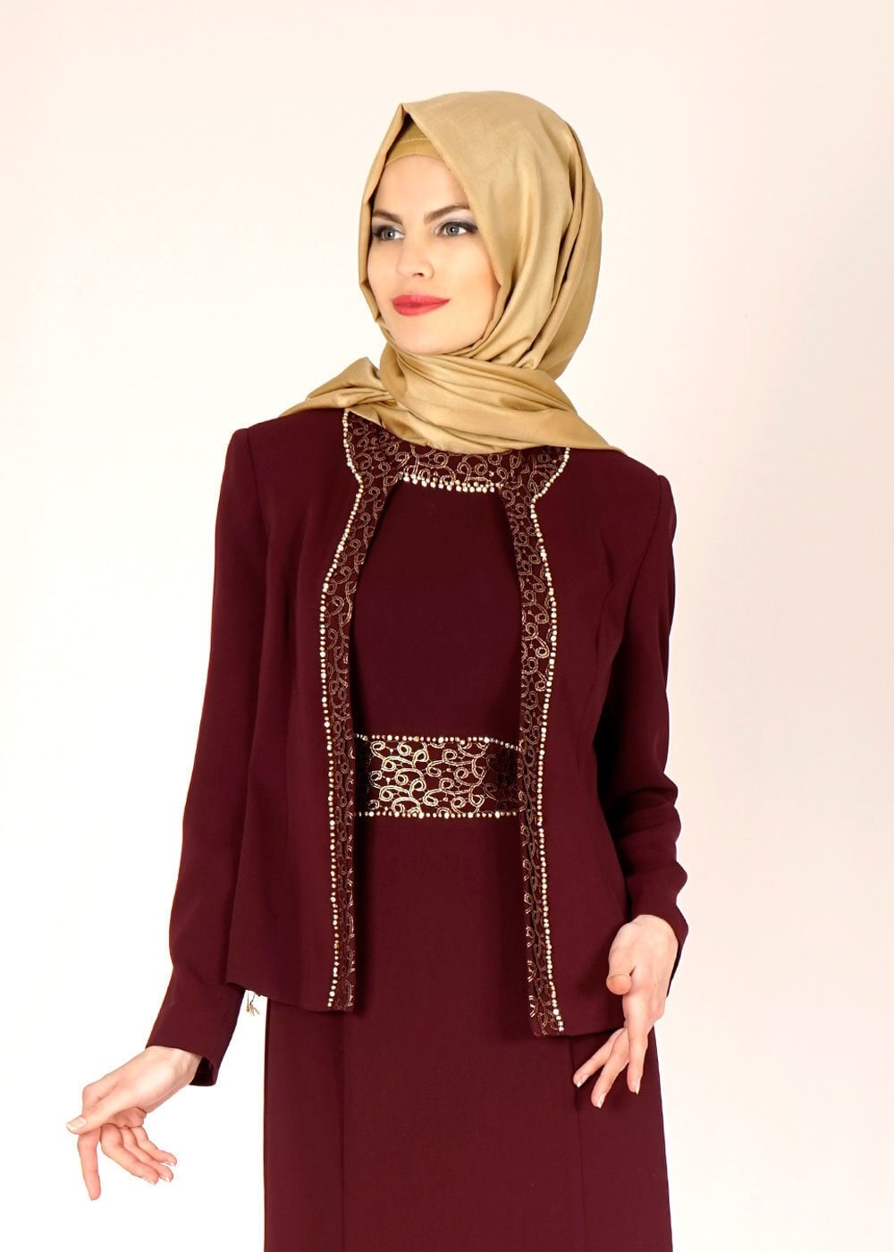 Tesettür giyim BORDO 3115 RADO 2Lİ ELB.TKM 40/48 TEK42