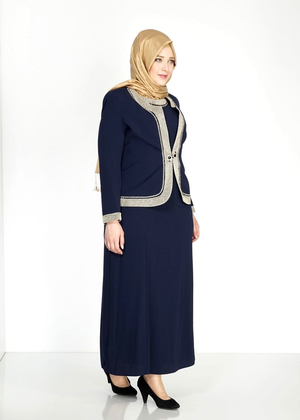 Tesettür giyim LACİVERT 3117 Farah Tesettür Elbiseli Takım