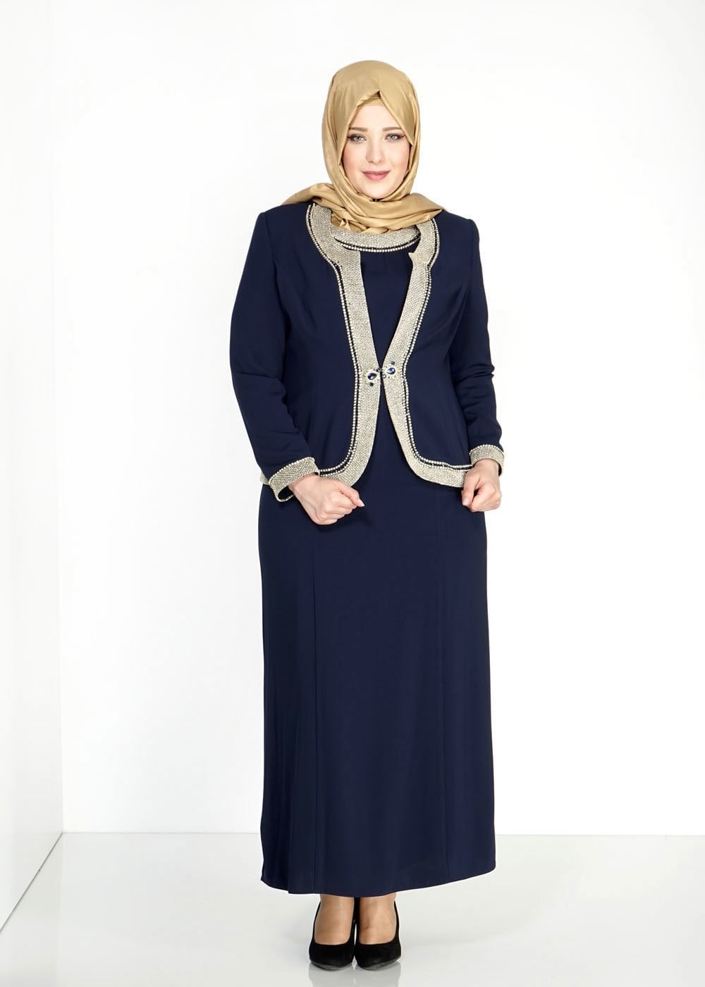 Tesettür giyim LACİVERT 3117 Farah Tesettür Elbiseli Takım