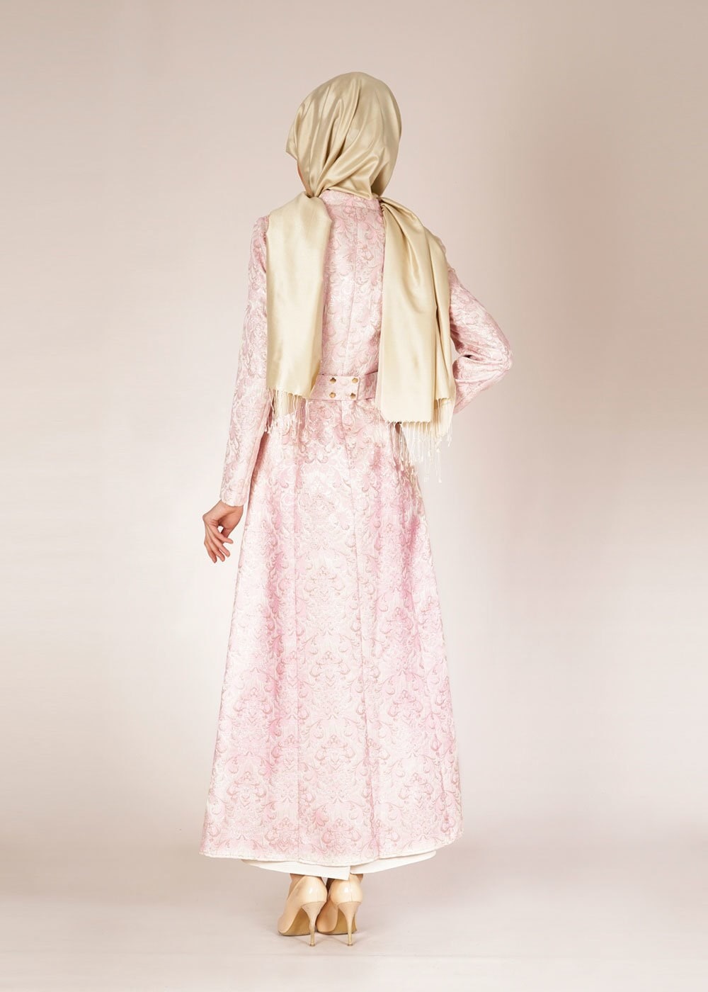 Tesettür giyim PEMBE 3130 JAKAR 7699 2Lİ ELB.TKM 40/48 TEK42-44