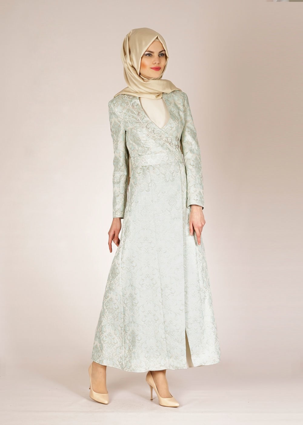 Tesettür giyim YEŞİL 3130 JAKAR 7699 2Lİ ELB.TKM 40/48 TEK42-44