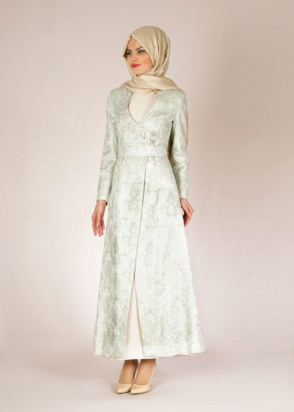 Tesettür giyim YEŞİL 3130 JAKAR 7699 2Lİ ELB.TKM 40/48 TEK42-44