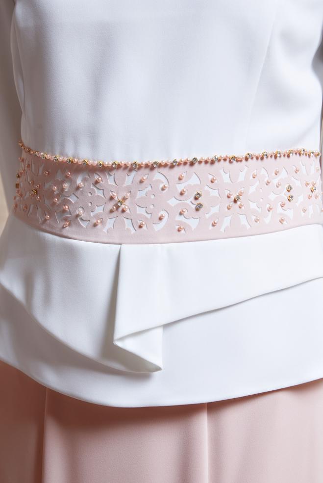 Hijab clothing BEIGE BEADED SKIRTED SUIT 3138E - ALVİNA