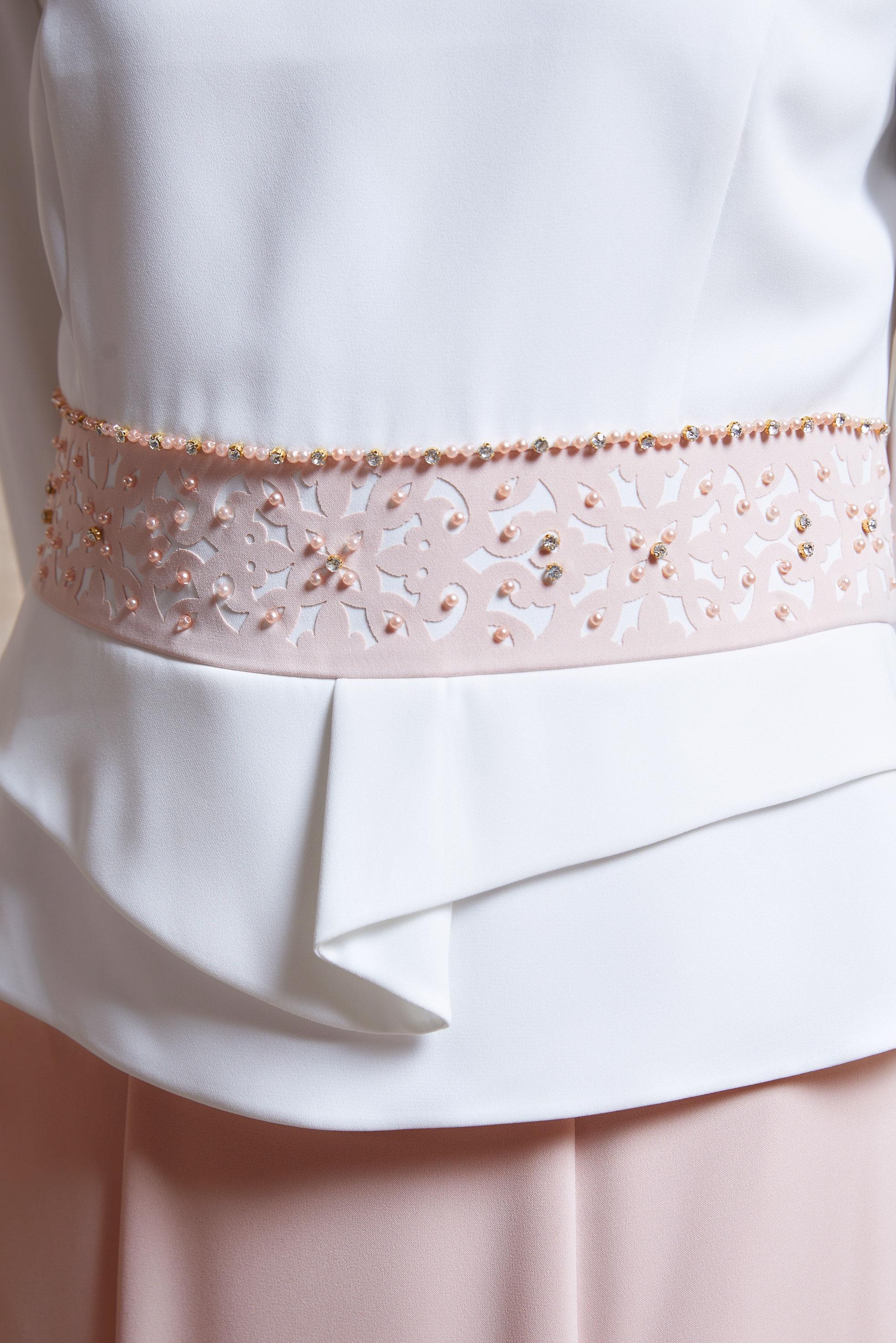 Hijab clothing BEIGE BEADED SKIRTED SUIT 3138E