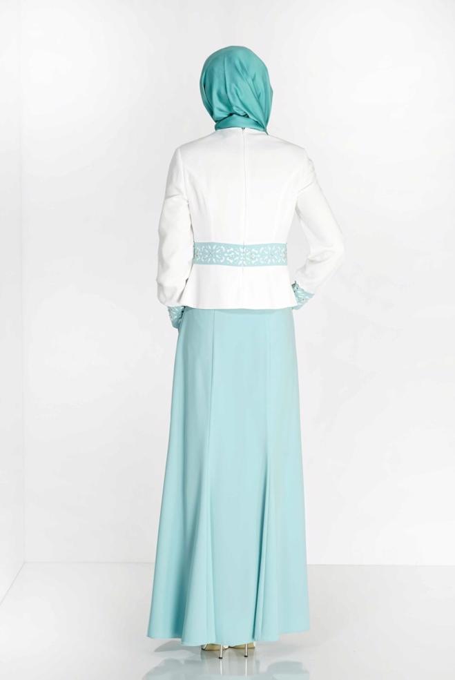 Hijab clothing BEIGE BEADED SKIRTED SUIT 3138E - ALVİNA