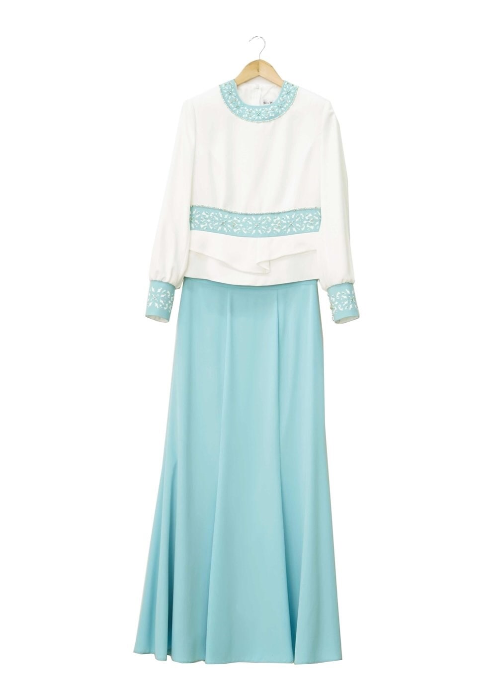 Hijab clothing BEIGE BEADED SKIRTED SUIT 3138E